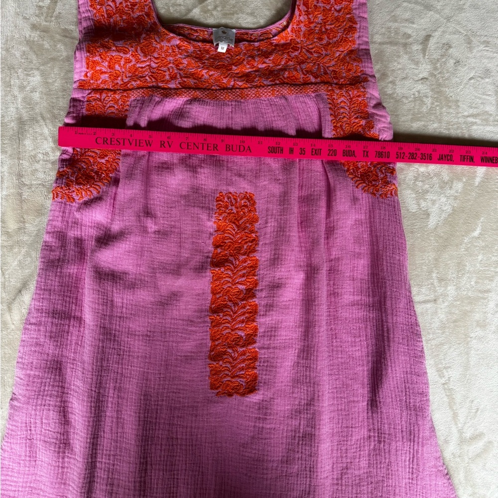 J. Marie The Rae Dress Pink Orange Embroidered Cotton Mini Women’s Size M - Picture 7 of 8